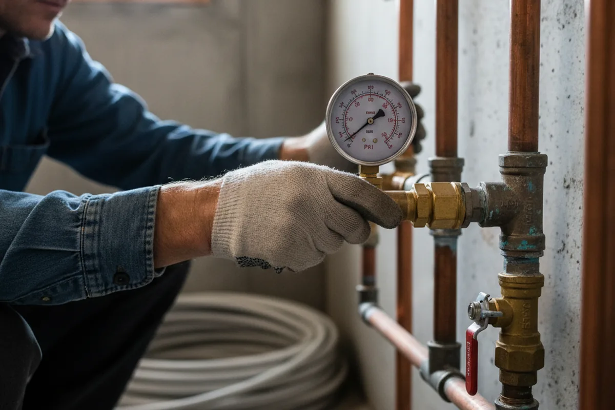 Pressure testing a repaired line during Water Line Repair in Hustisford