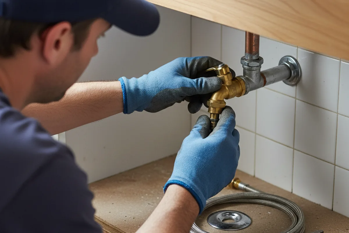 Shutoff valve and fitting work during Burst Pipe Repair in Hustisford